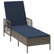 vidaXL Poly Rattan Reclining Sun Lounger in Gray and Navy Blue  (Set of 3)