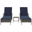 vidaXL Poly Rattan Reclining Sun Lounger in Gray and Navy Blue  (Set of 3)