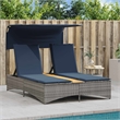 vidaXL Patio PE Rattan Double Sun Lounger in Gray