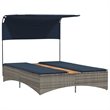 vidaXL Patio PE Rattan Double Sun Lounger in Gray