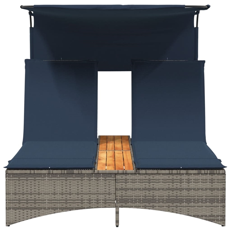 vidaXL Patio PE Rattan Double Sun Lounger in Gray