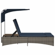 vidaXL Patio PE Rattan Double Sun Lounger in Gray