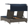 vidaXL Patio PE Rattan Double Sun Lounger in Gray