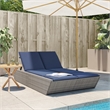 vidaXL Patio PE Rattan Double Sun Lounger in Gray