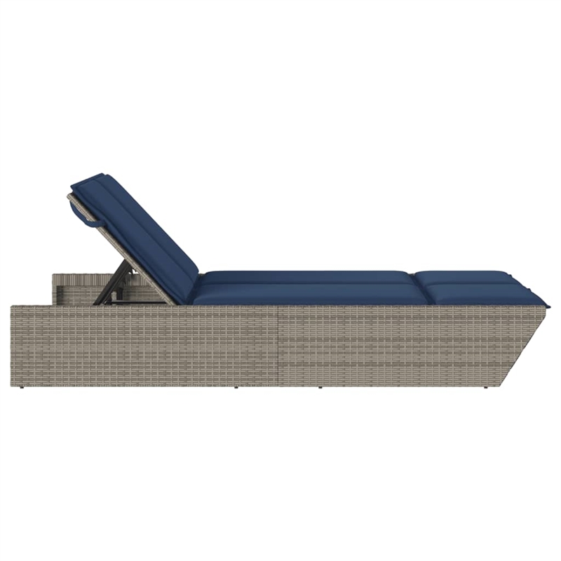 vidaXL Patio PE Rattan Double Sun Lounger in Gray