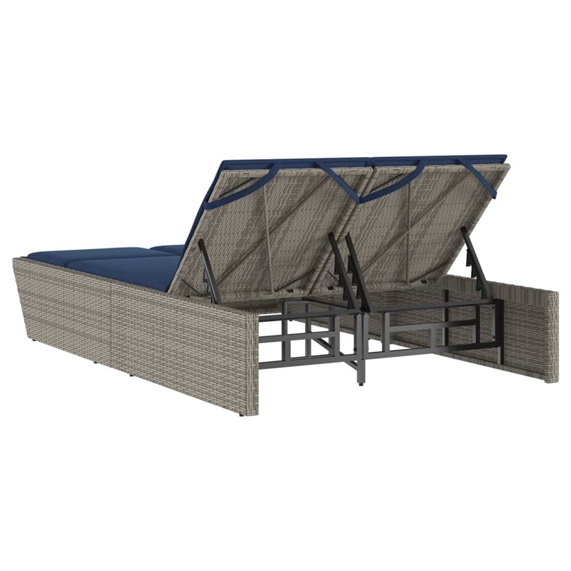 vidaXL Patio PE Rattan Double Sun Lounger in Gray