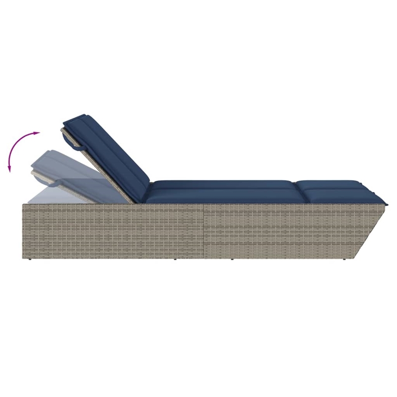 vidaXL Patio PE Rattan Double Sun Lounger in Gray