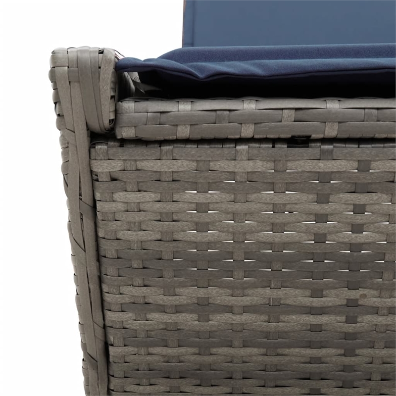vidaXL Patio PE Rattan Double Sun Lounger in Gray