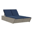 vidaXL Patio PE Rattan Double Sun Lounger in Gray