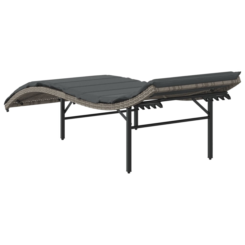 vidaXL PE Rattan & Powder-Coated Steel Sun Lounger in Gray