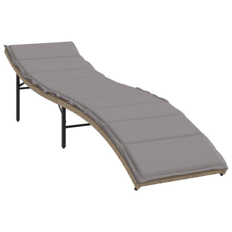 vidaXL Sun Lounger Set of 2 with Beige Frame and Light Gray Cushions