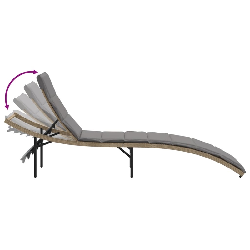 vidaXL Sun Lounger Set of 2 with Beige Frame and Light Gray Cushions