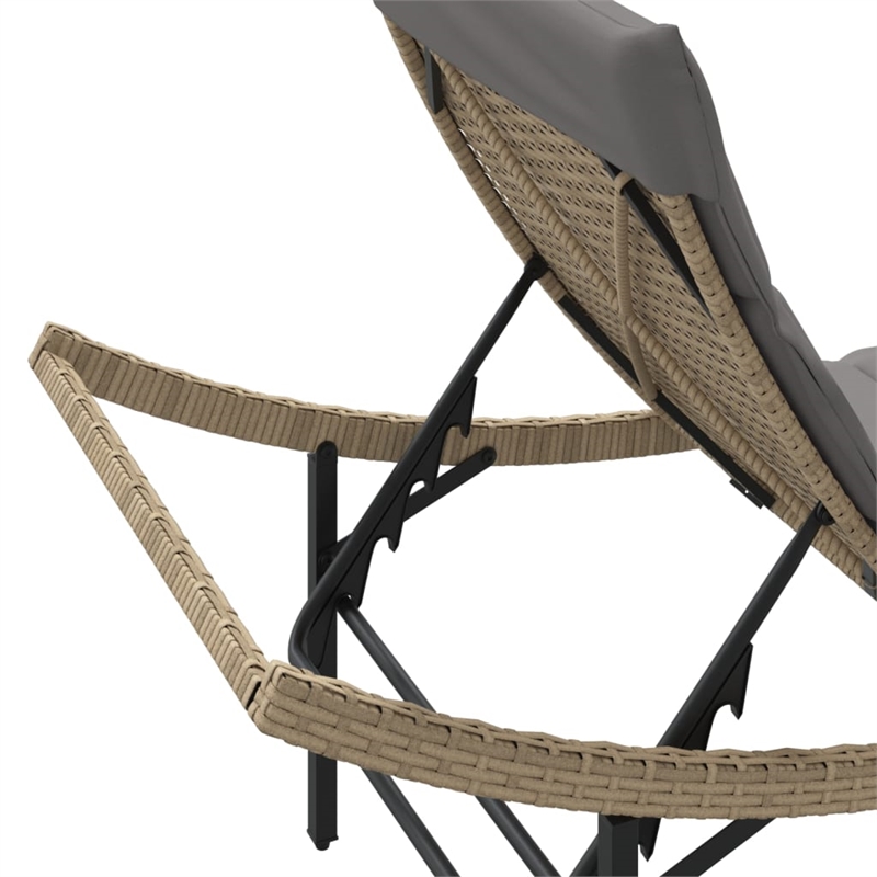 vidaXL Sun Lounger Set of 2 with Beige Frame and Light Gray Cushions