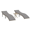 vidaXL Sun Lounger Set of 2 with Beige Frame and Light Gray Cushions
