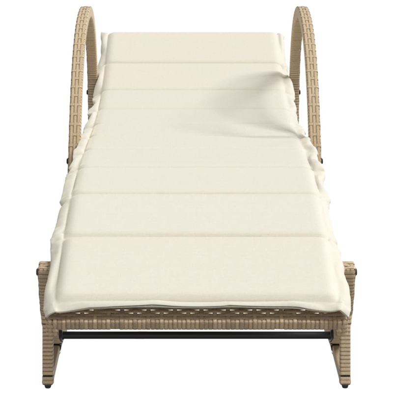 vidaXL Poly Rattan Standard Sun Lounger with Adjustable Armrests in Beige