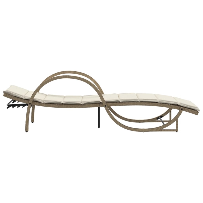 vidaXL Poly Rattan Standard Sun Lounger with Adjustable Armrests in Beige