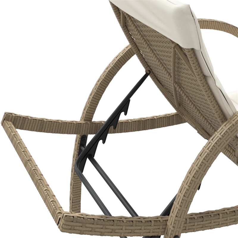 vidaXL Poly Rattan Standard Sun Lounger with Adjustable Armrests in Beige