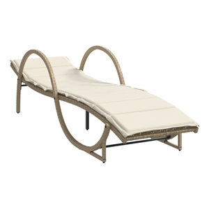 vidaXL Poly Rattan Standard Sun Lounger with Adjustable Armrests in Beige