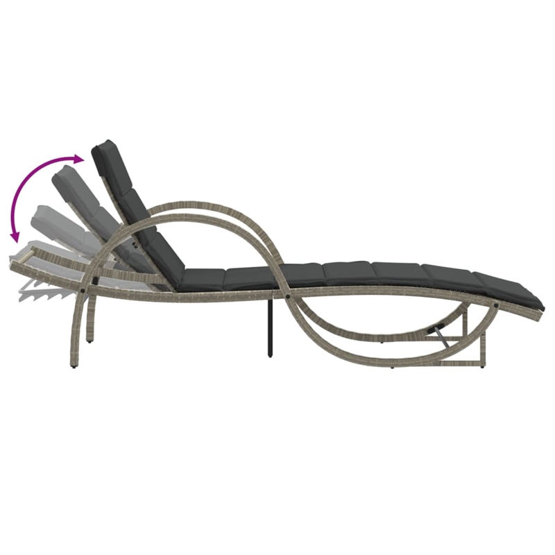 vidaXL PE Rattan Steel Standard Sun Lounger in Light Gray