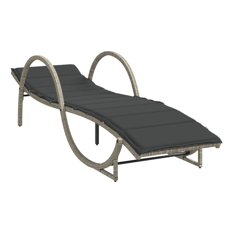 vidaXL PE Rattan Steel Standard Sun Lounger in Light Gray