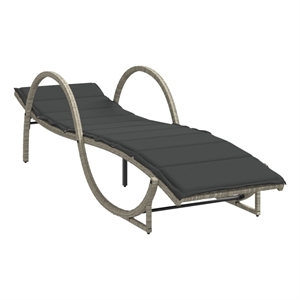 vidaXL PE Rattan Steel Standard Sun Lounger in Light Gray