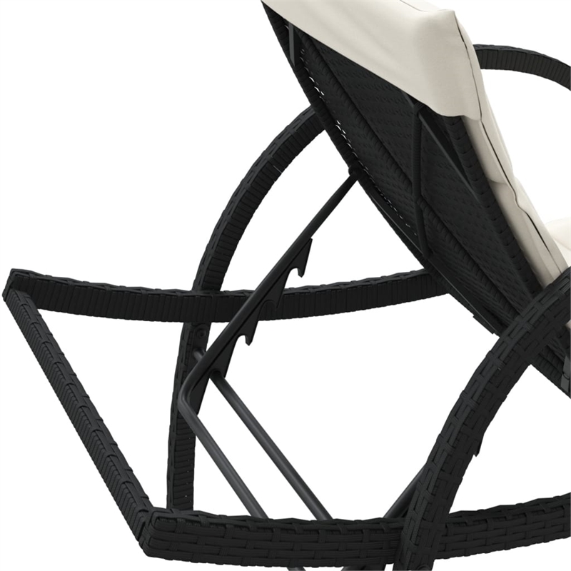 vidaXL PE Rattan UV-Resistant Sun Lounger Set in Black (Set of 2)