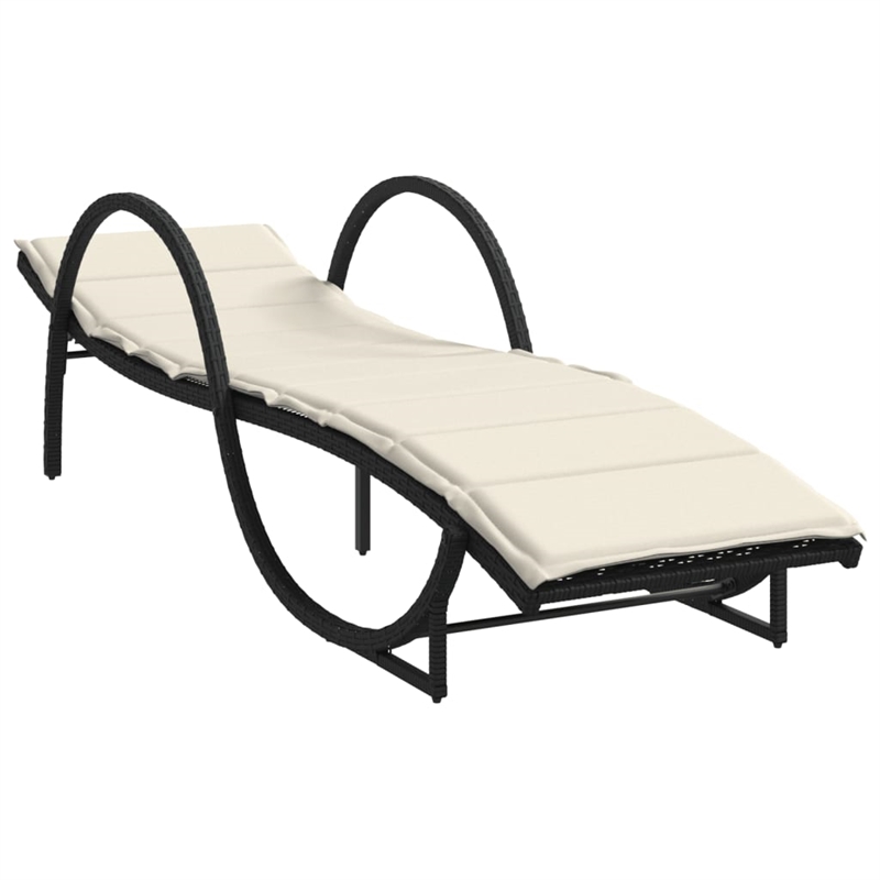 vidaXL PE Rattan UV-Resistant Sun Lounger Set in Black (Set of 2)