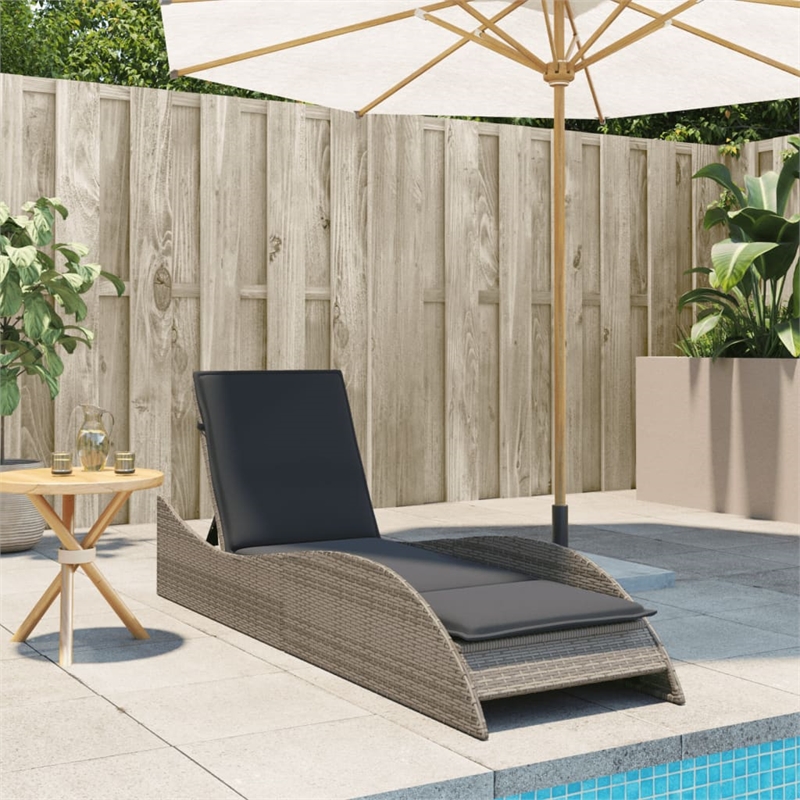 vidaXL PE Rattan Sun Lounger in Gray