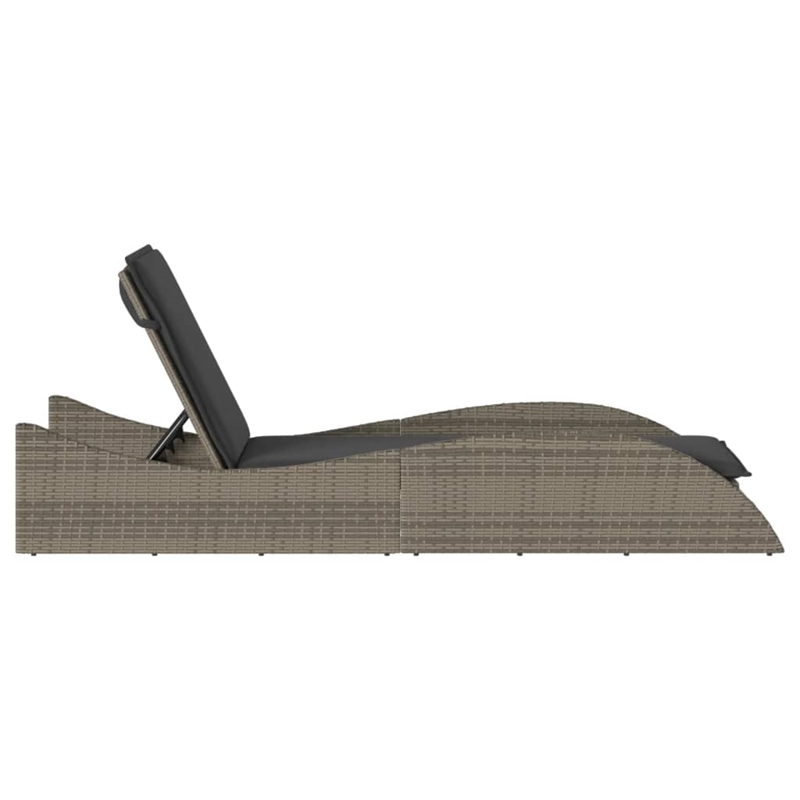 vidaXL PE Rattan Sun Lounger in Gray