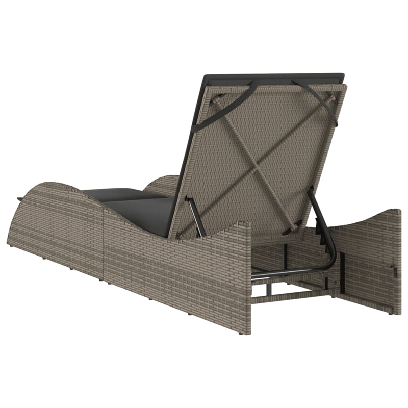 vidaXL PE Rattan Sun Lounger in Gray