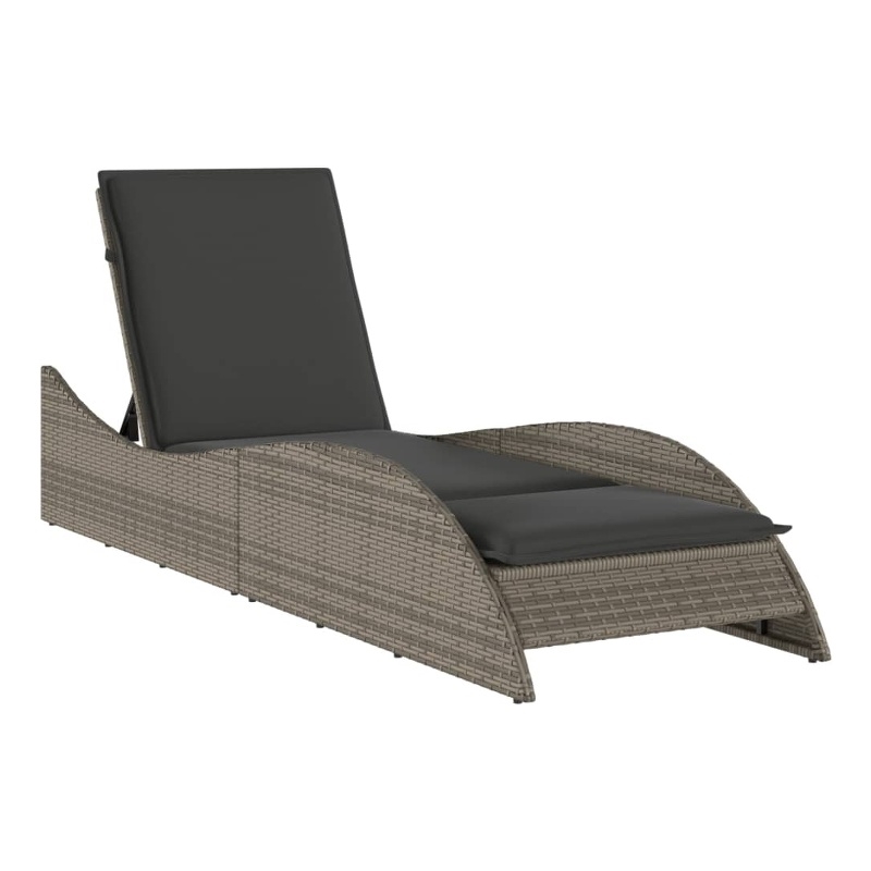 vidaXL PE Rattan Sun Lounger in Gray