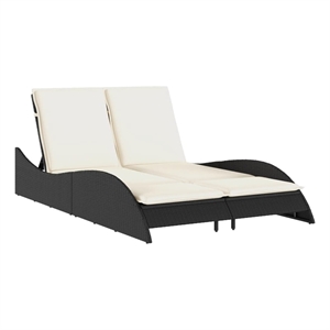 vidaXL PE Rattan Steel Foam Sun Lounger in Black and Cream White
