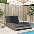 vidaXL Patio PE Rattan Dual Seat Sun Lounger in Gray