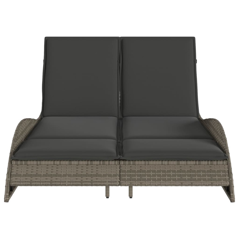 vidaXL Patio PE Rattan Dual Seat Sun Lounger in Gray