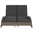 vidaXL Patio PE Rattan Dual Seat Sun Lounger in Gray