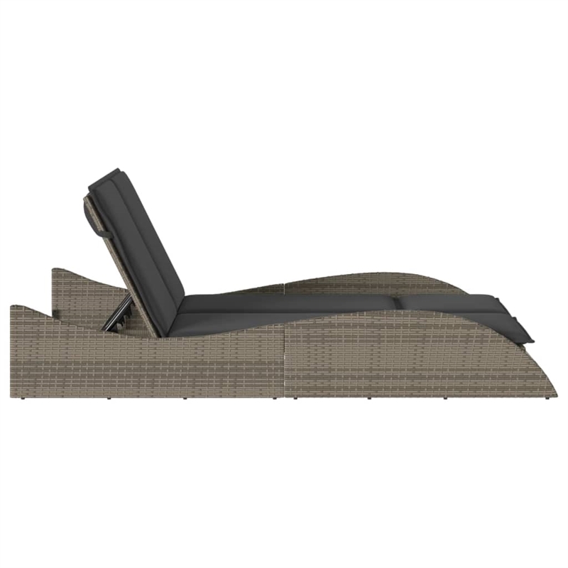 vidaXL Patio PE Rattan Dual Seat Sun Lounger in Gray