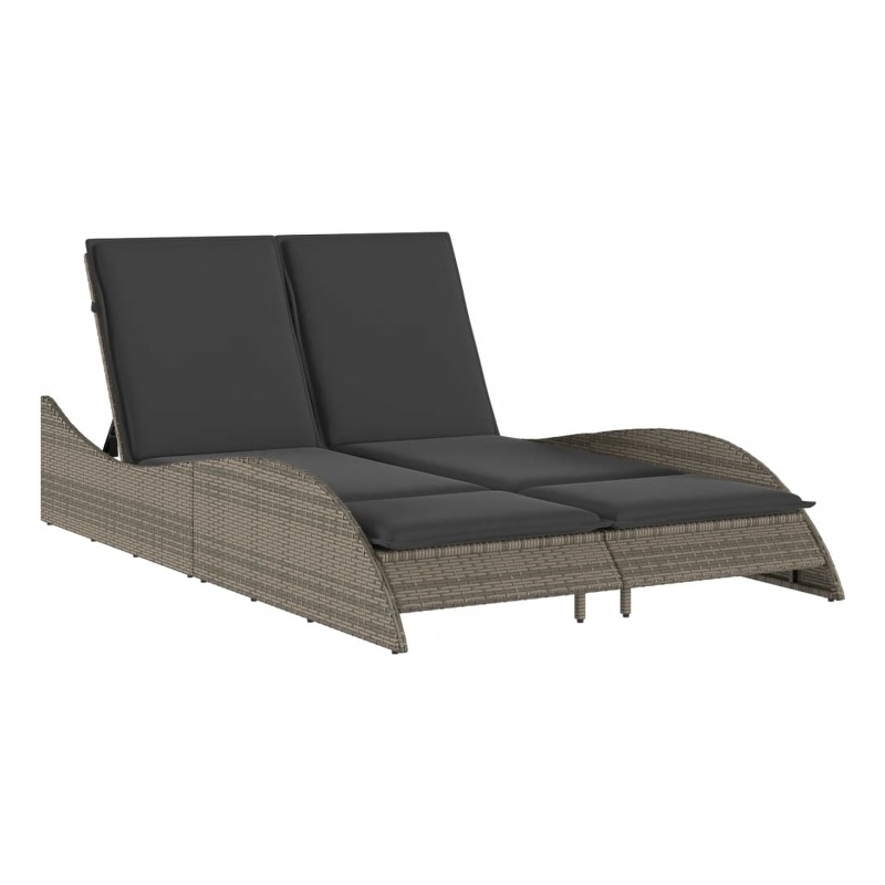vidaXL Patio PE Rattan Dual Seat Sun Lounger in Gray
