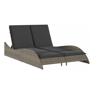 vidaXL Patio PE Rattan Dual Seat Sun Lounger in Gray