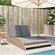 vidaXL PE Rattan Sun Lounger in Beige
