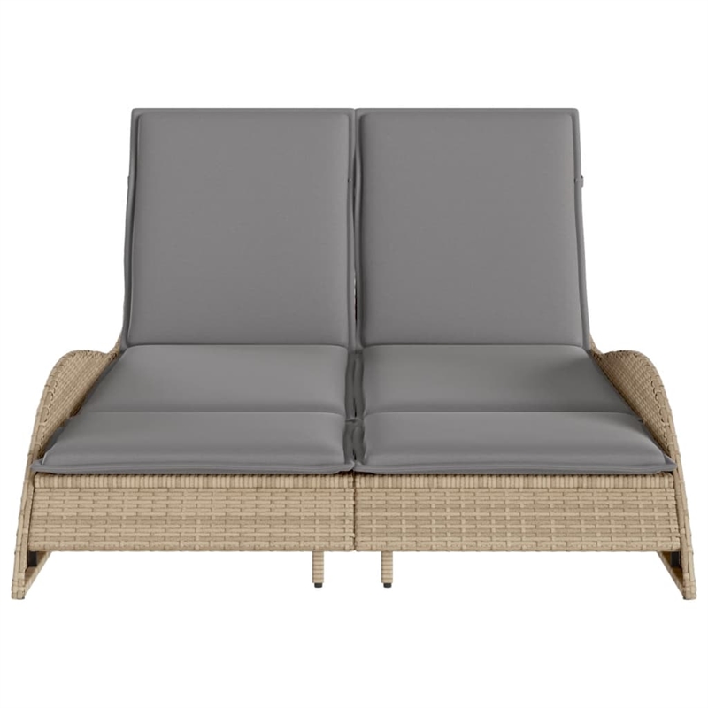 vidaXL PE Rattan Sun Lounger in Beige