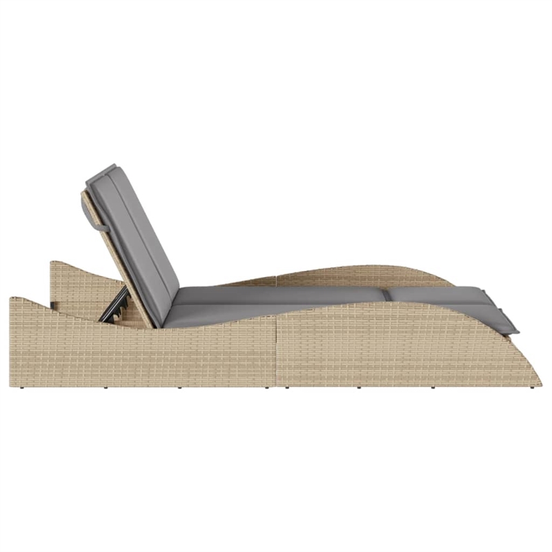 vidaXL PE Rattan Sun Lounger in Beige