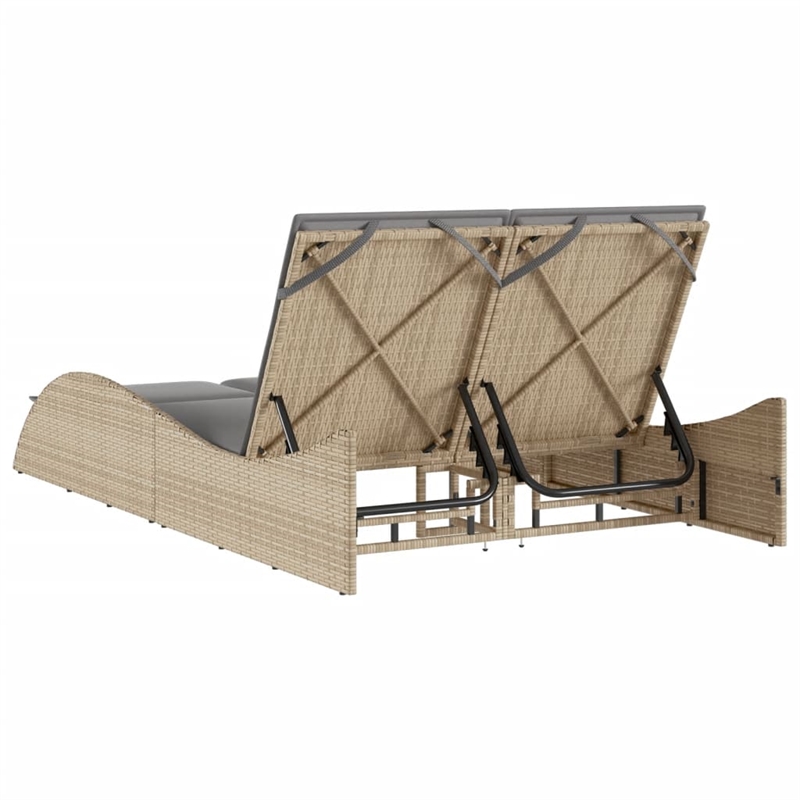 vidaXL PE Rattan Sun Lounger in Beige