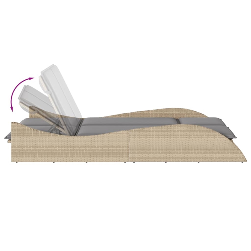 vidaXL PE Rattan Sun Lounger in Beige