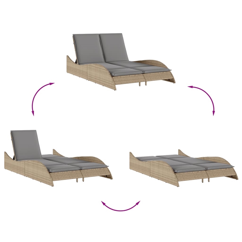 vidaXL PE Rattan Sun Lounger in Beige