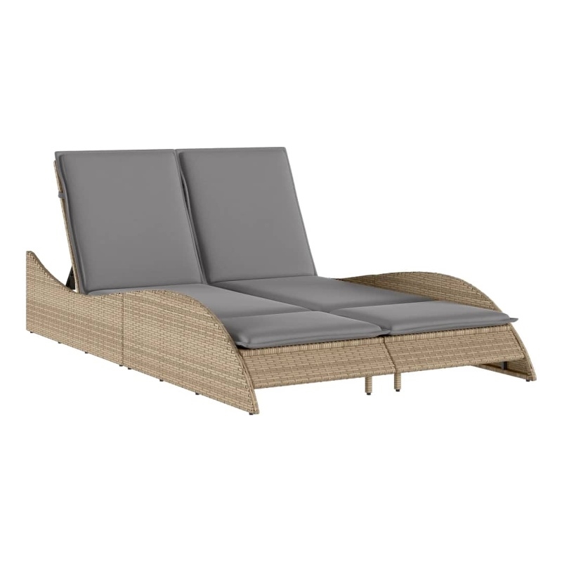 vidaXL PE Rattan Sun Lounger in Beige