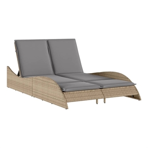 vidaXL PE Rattan Sun Lounger in Beige
