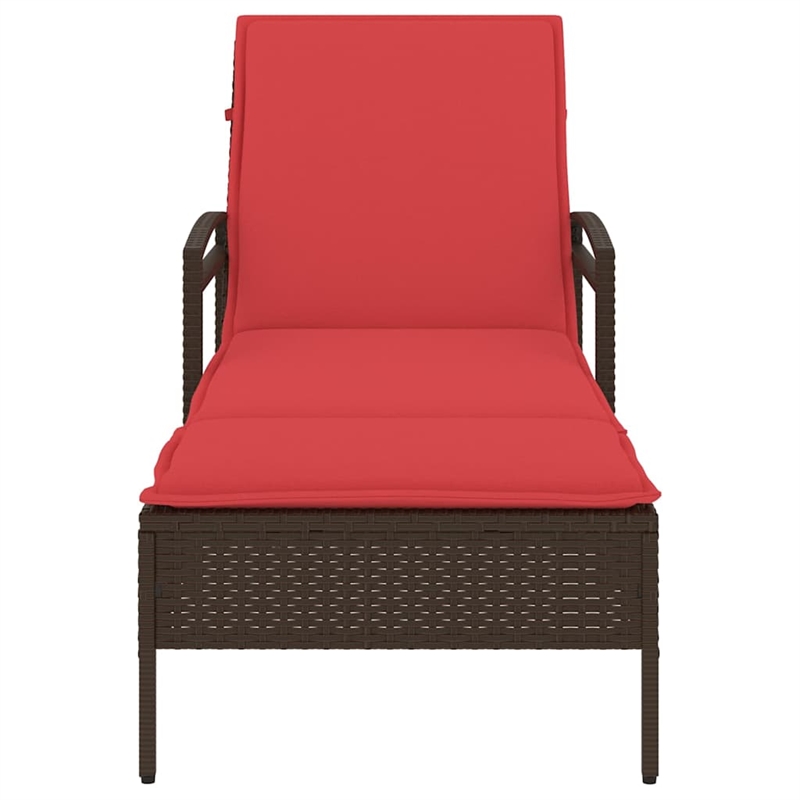 vidaXL Poly Rattan 1-Person Sun Lounger in Brown