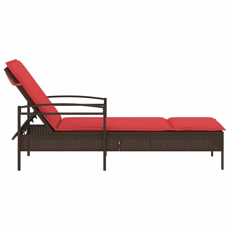vidaXL Poly Rattan 1-Person Sun Lounger in Brown