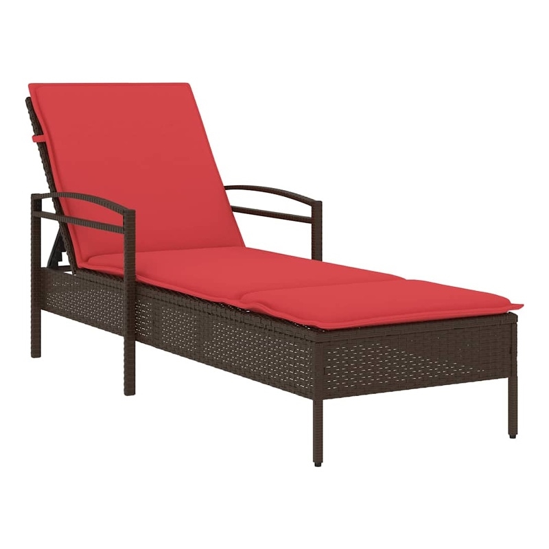 vidaXL Poly Rattan 1-Person Sun Lounger in Brown