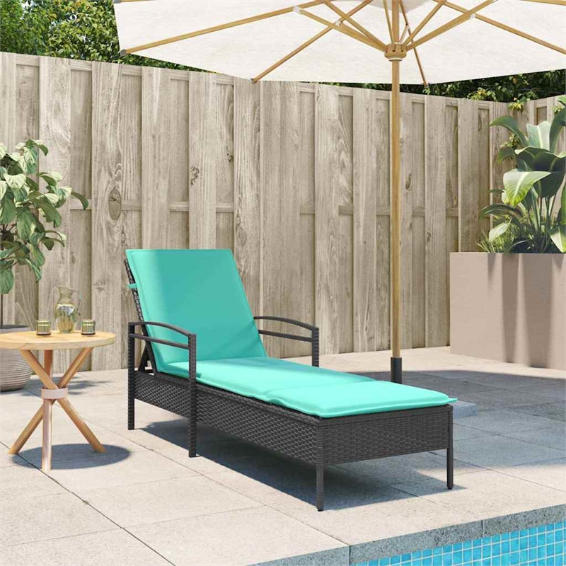 vidaXL Poly Rattan 1-Person Sun Lounger in Black